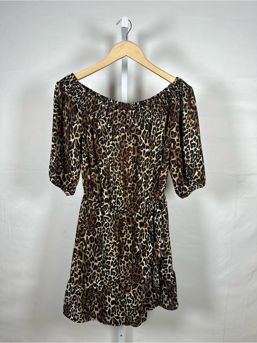 Lilly Pulitzer Off-Shoulder Leopard Print Romper - Brown & Black
